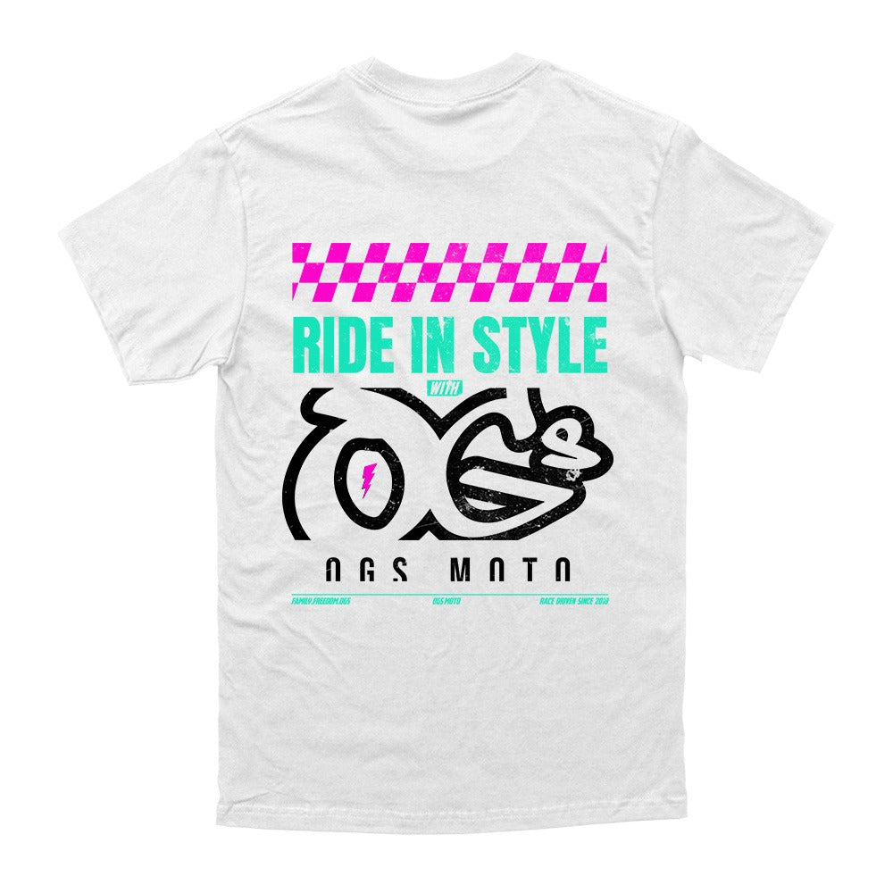 Ride In Style Tee (white) - Regular T-Shirt (200GSM)